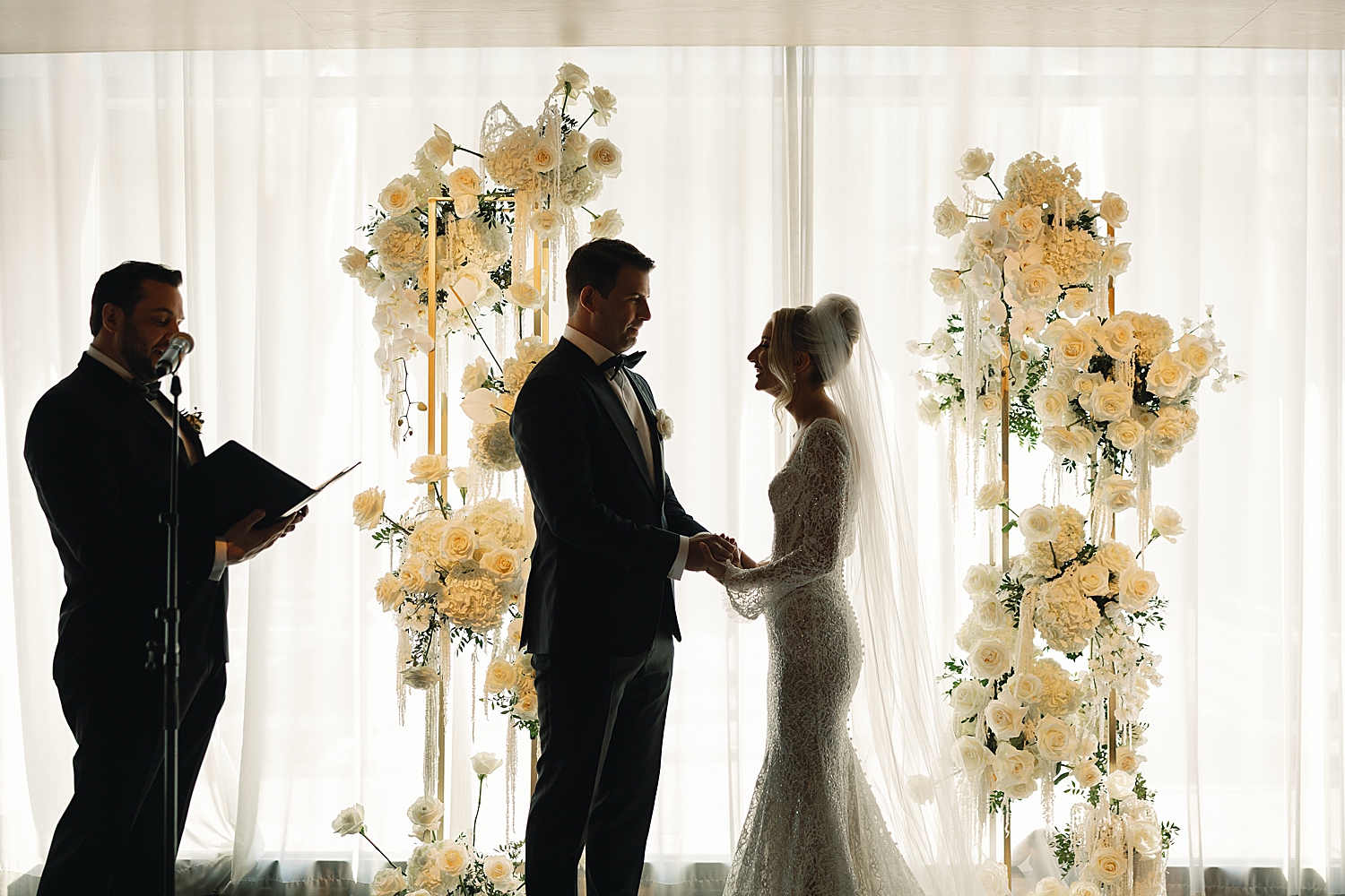 couple share moment together at alter for ceremony at RPM Events