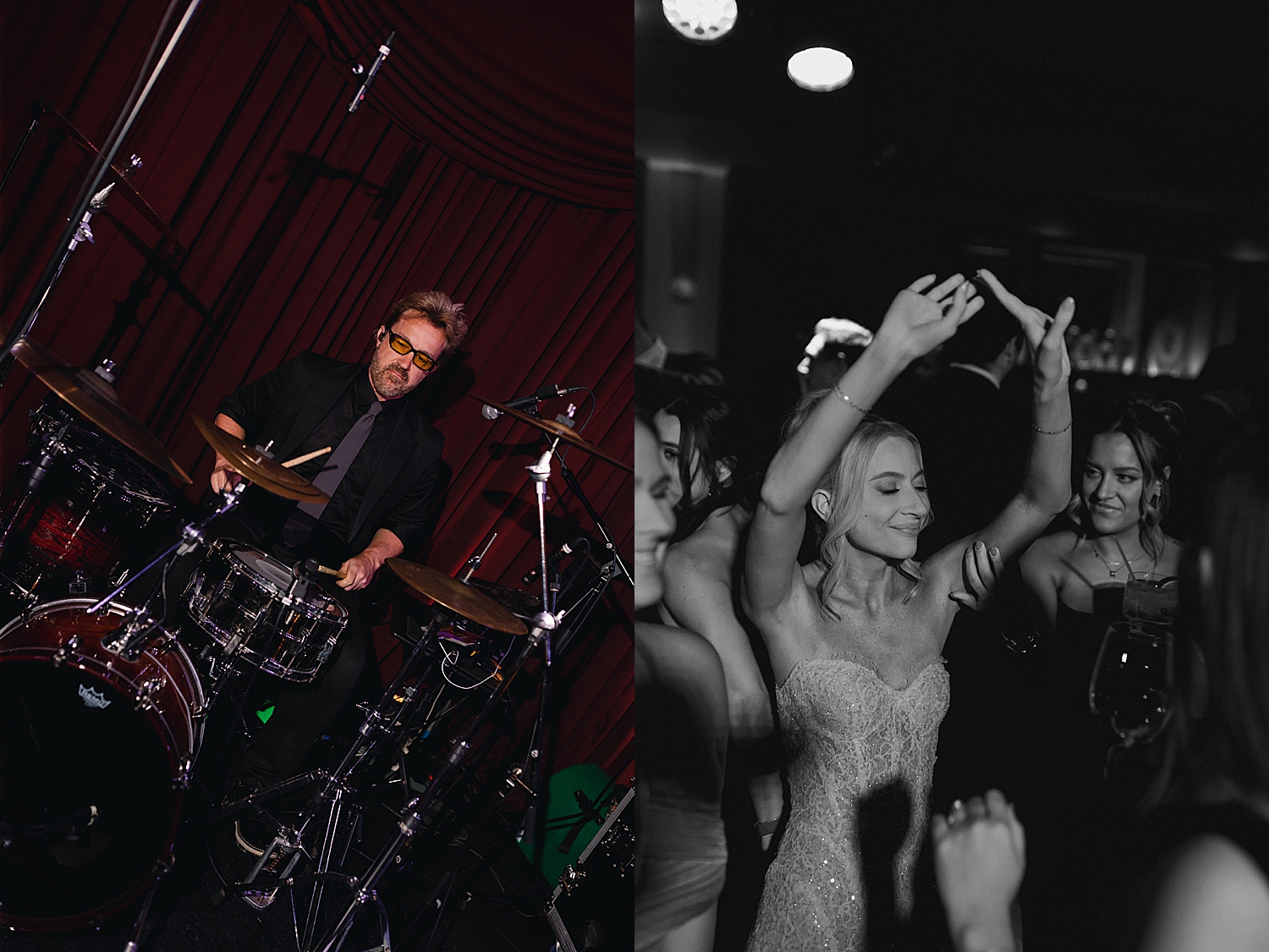 bride dances to band at reception at RPM Events