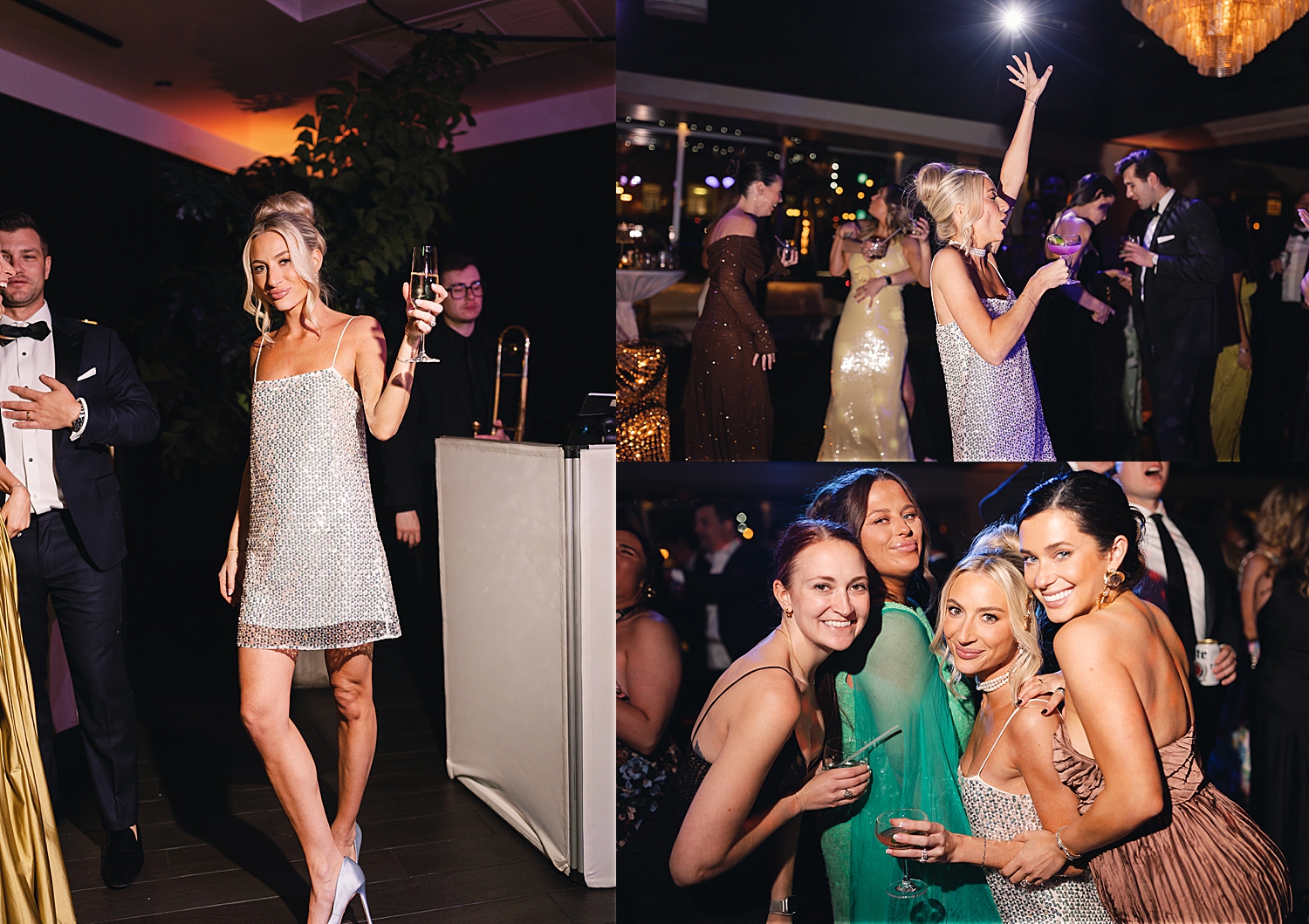 guests dance to live band at reception by Rachel Andrade Photography