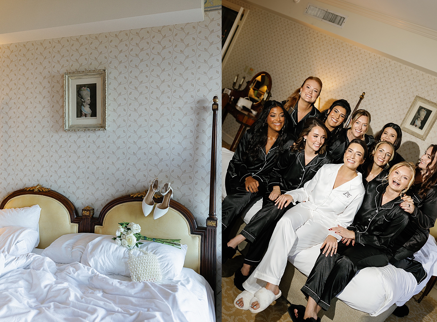 bride gets ready with her bridesmaids at The Drake