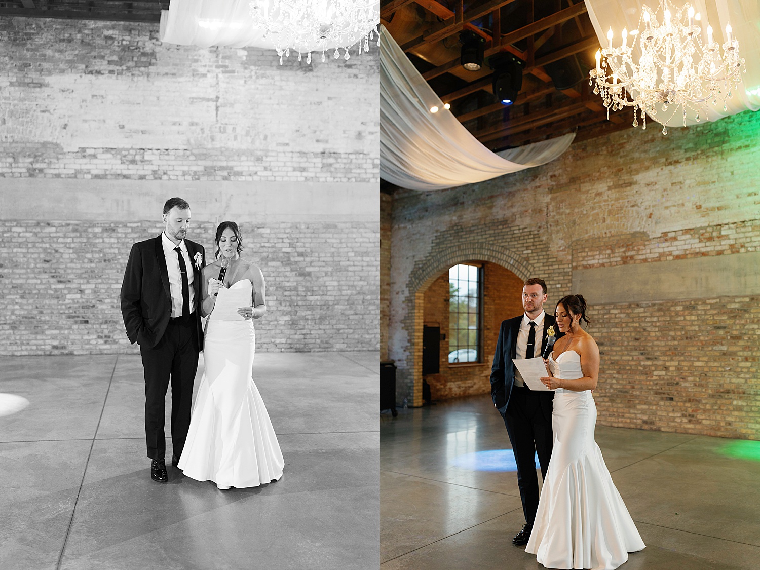 newlyweds read out a speech to their guests by Rachel Andrade Photography
