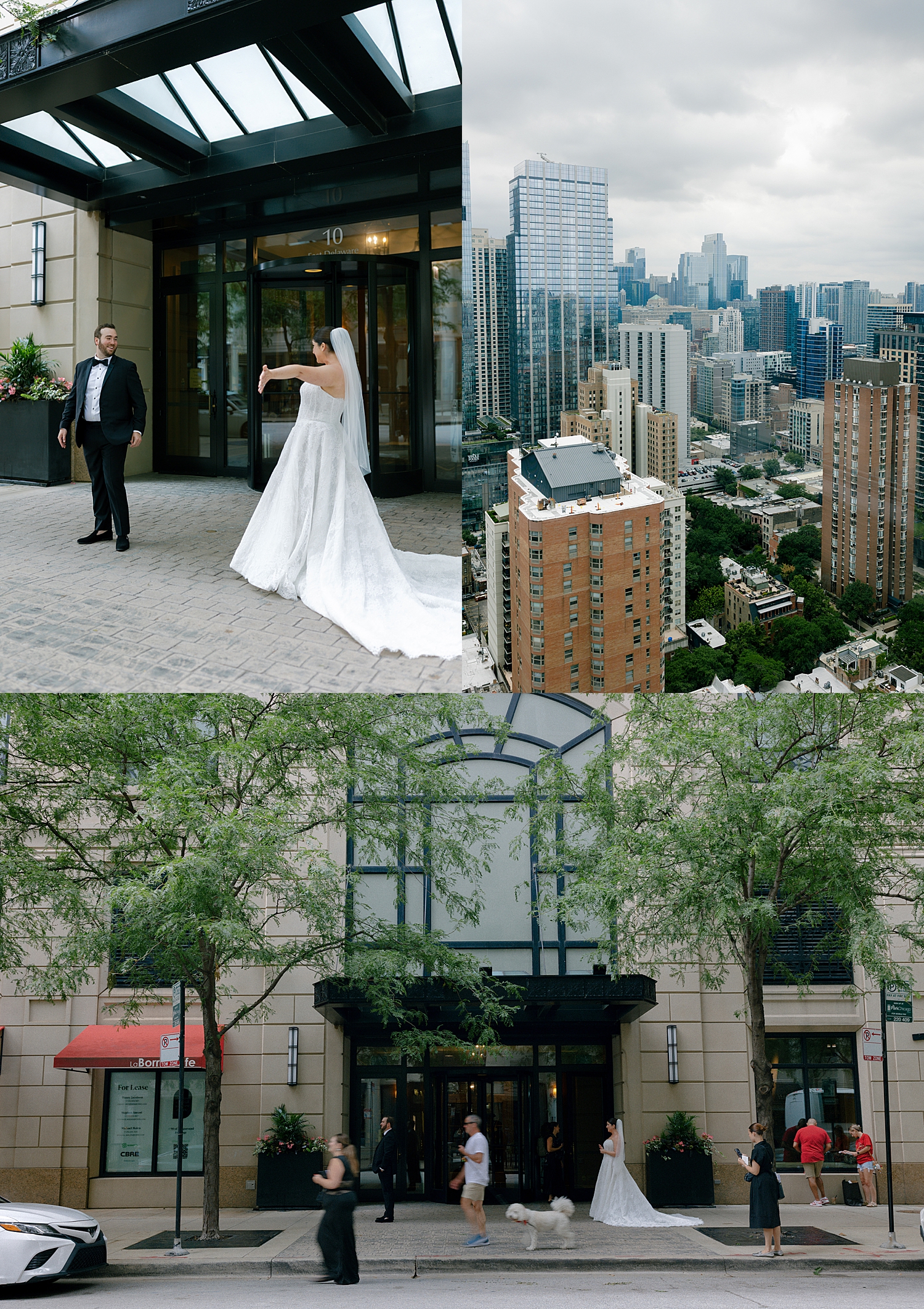bride surprises her man with first look outside of hotel doors by wedding photographer 