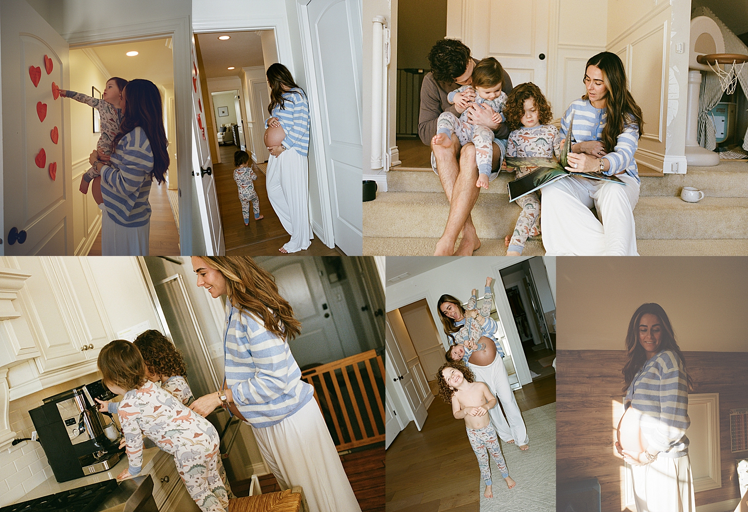 family of four in their home showing when to book maternity photos